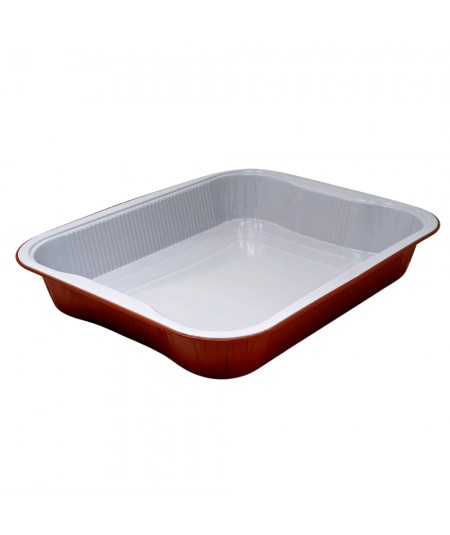 ALUMINIUM CONTAINERS WITH TERRACOTTA HANDLES, 6-PORTION, FOR FOOD