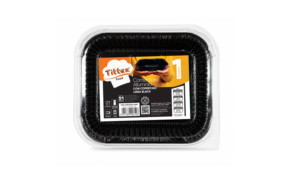 CONT. DI ALLUMINIO LINEA BLACK_ 1 PORZ. CON COP._2 PZ