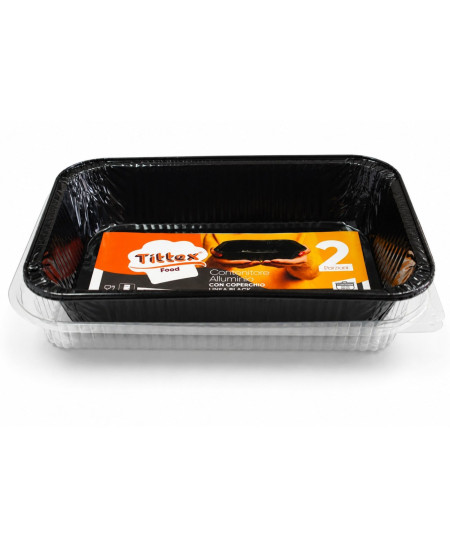 Contenitore Alluminio Black con Coperchio 2 Porzioni | Tittex