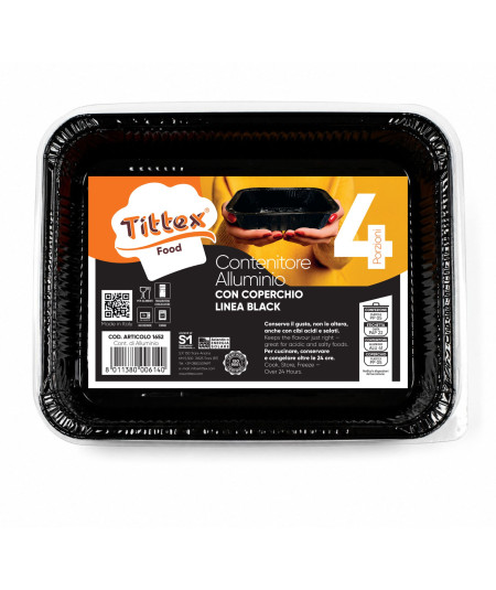 CONT. DI ALLUMINIO LINEA BLACK_ 4 PORZ. CON COP._2 PZ