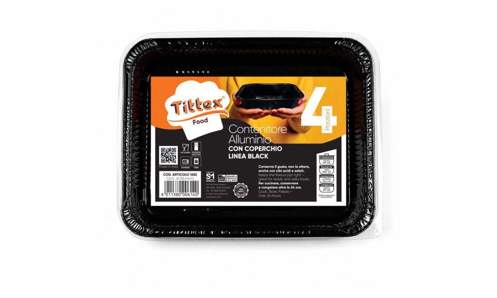 CONT. DI ALLUMINIO LINEA BLACK_ 4 PORZ. CON COP._2 PZ