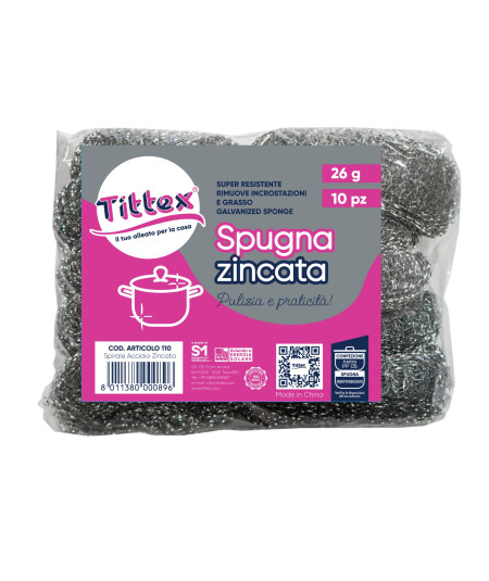 26g galvanised steel sponge (sold loose) for removing grease residues