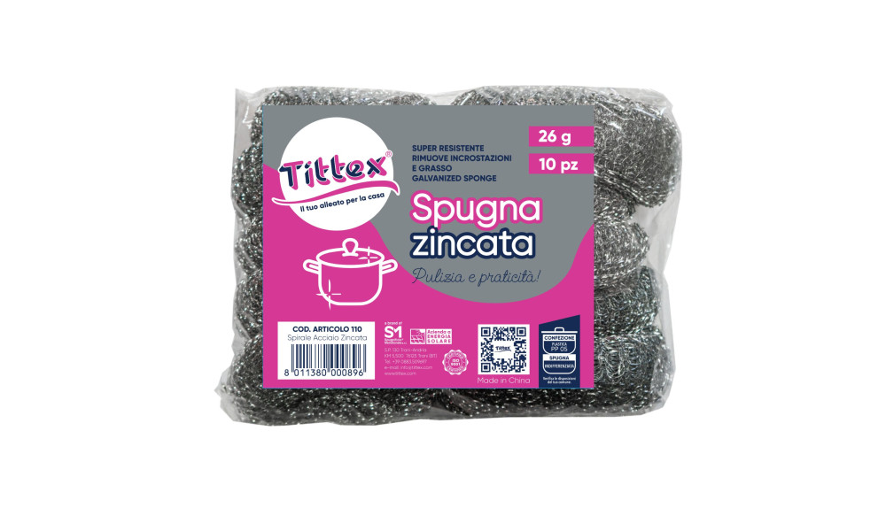 26g galvanised steel sponge (sold loose) for removing grease residues