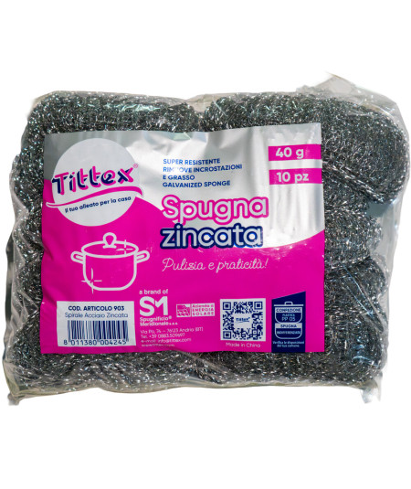 GALVANISED STEEL SPONGE – 40g – loose – FOR REMOVING GREASE RESIDUE