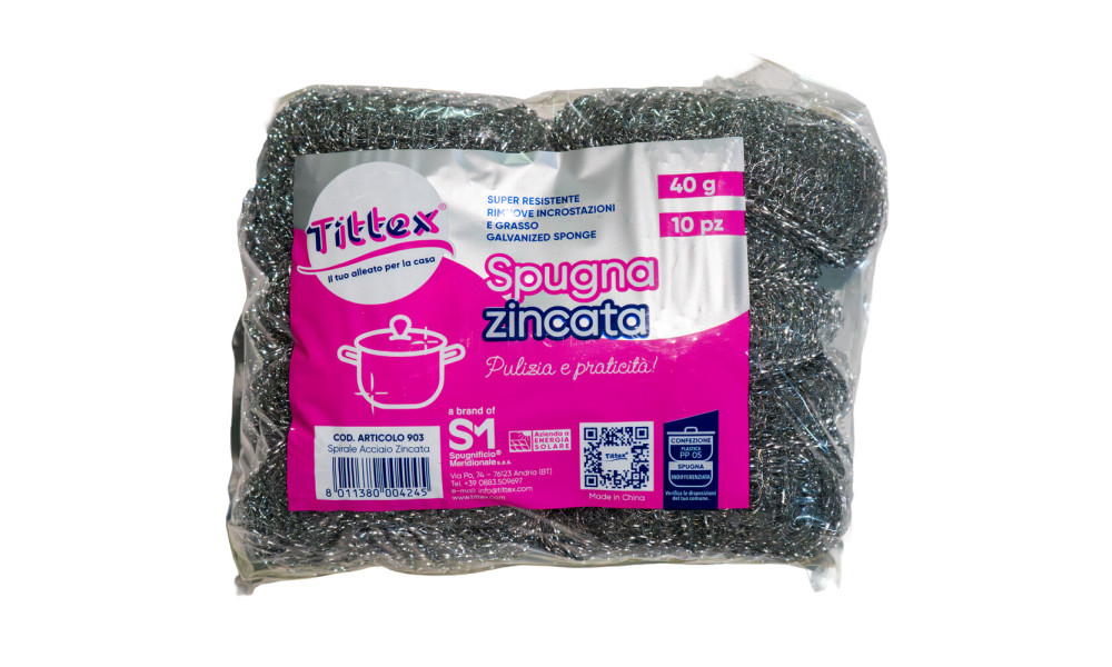 GALVANISED STEEL SPONGE – 40g – loose – FOR REMOVING GREASE RESIDUE