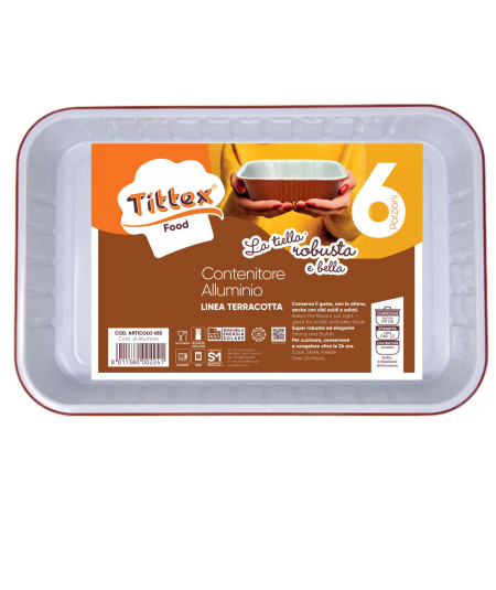 TIELLA TERRACOTTA 6-PORTION ALUMINIUM FOOD CONTAINERS