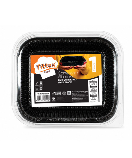CONT. DI ALLUMINIO LINEA BLACK_ 1 PORZ. CON COP._2 PZ